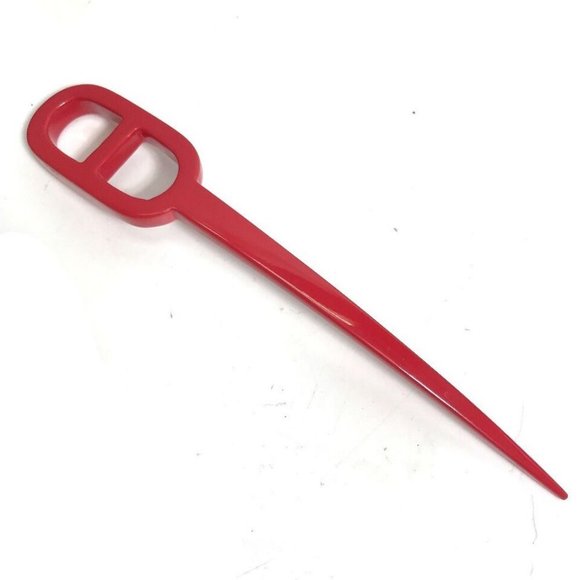 Auth HERMES Hair pick kanzashi Chaine d\'Ancre hair accessory hairpin Plastic Red main image 12